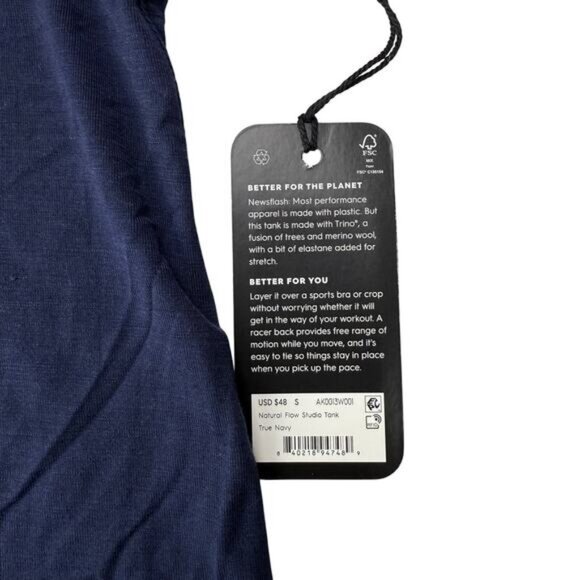 NWT ALLBIRDS Natural Flow Studio Tank In True Navy Size Small - Picture 7 of 9